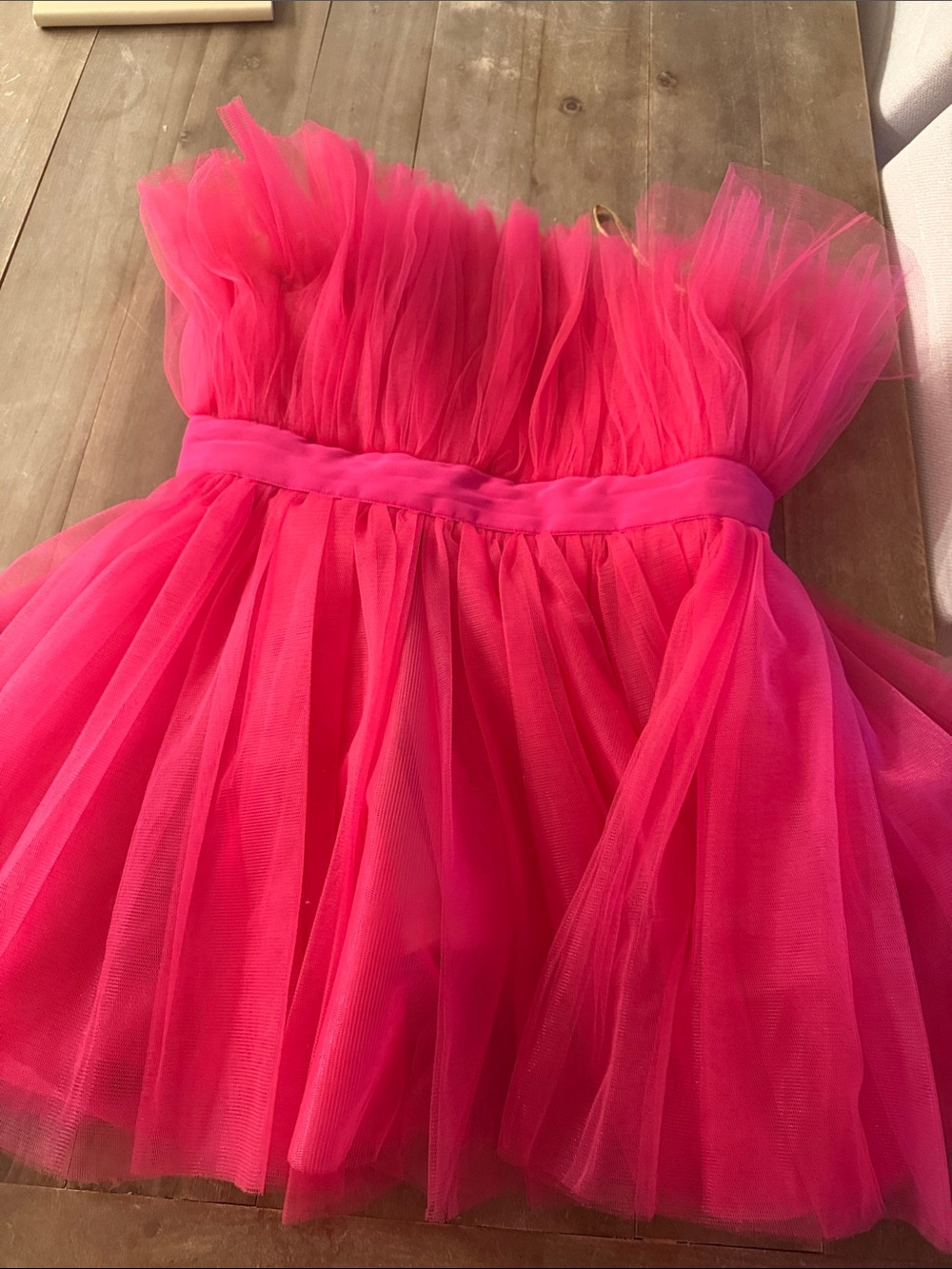 Bronx and Banco Hot Pink Tulle Strapless Party Dress